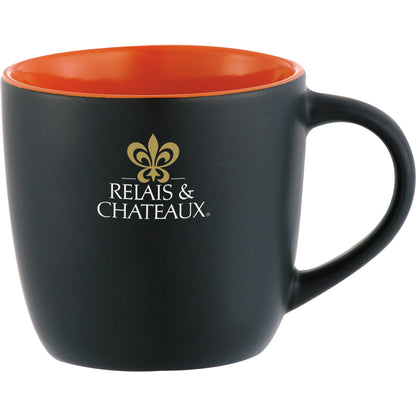 Front View of Black w - Orange Lining (BKOR) Riviera Electric 11oz Ceramic Mug