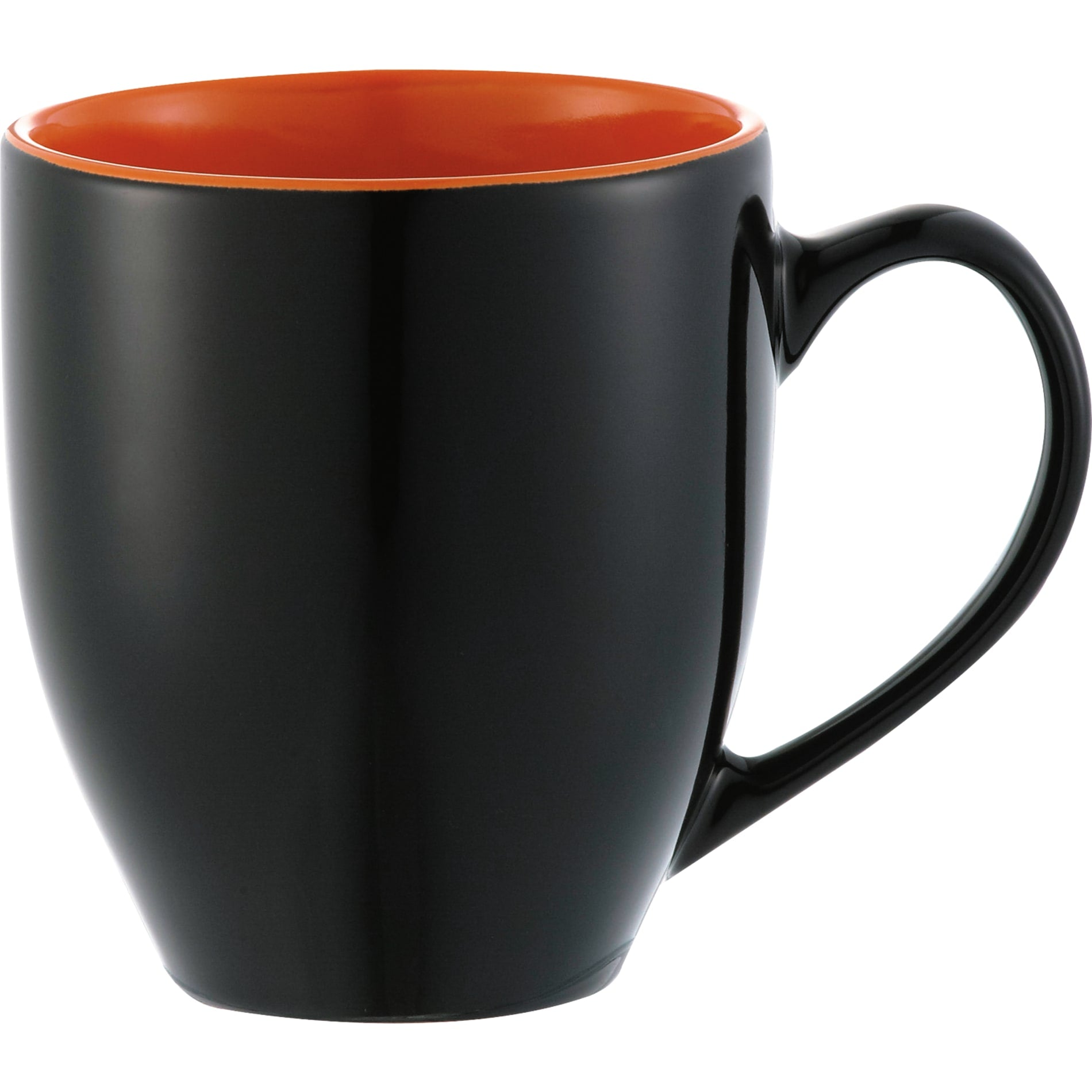Front View of Black w - Orange Lining (BKOR) Zapata 15oz Ceramic Mug  Electric plain