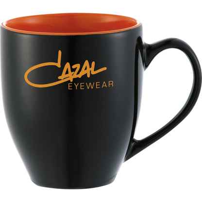 Front View of Black w - Orange Lining (BKOR) Zapata 15oz Ceramic Mug  Electric