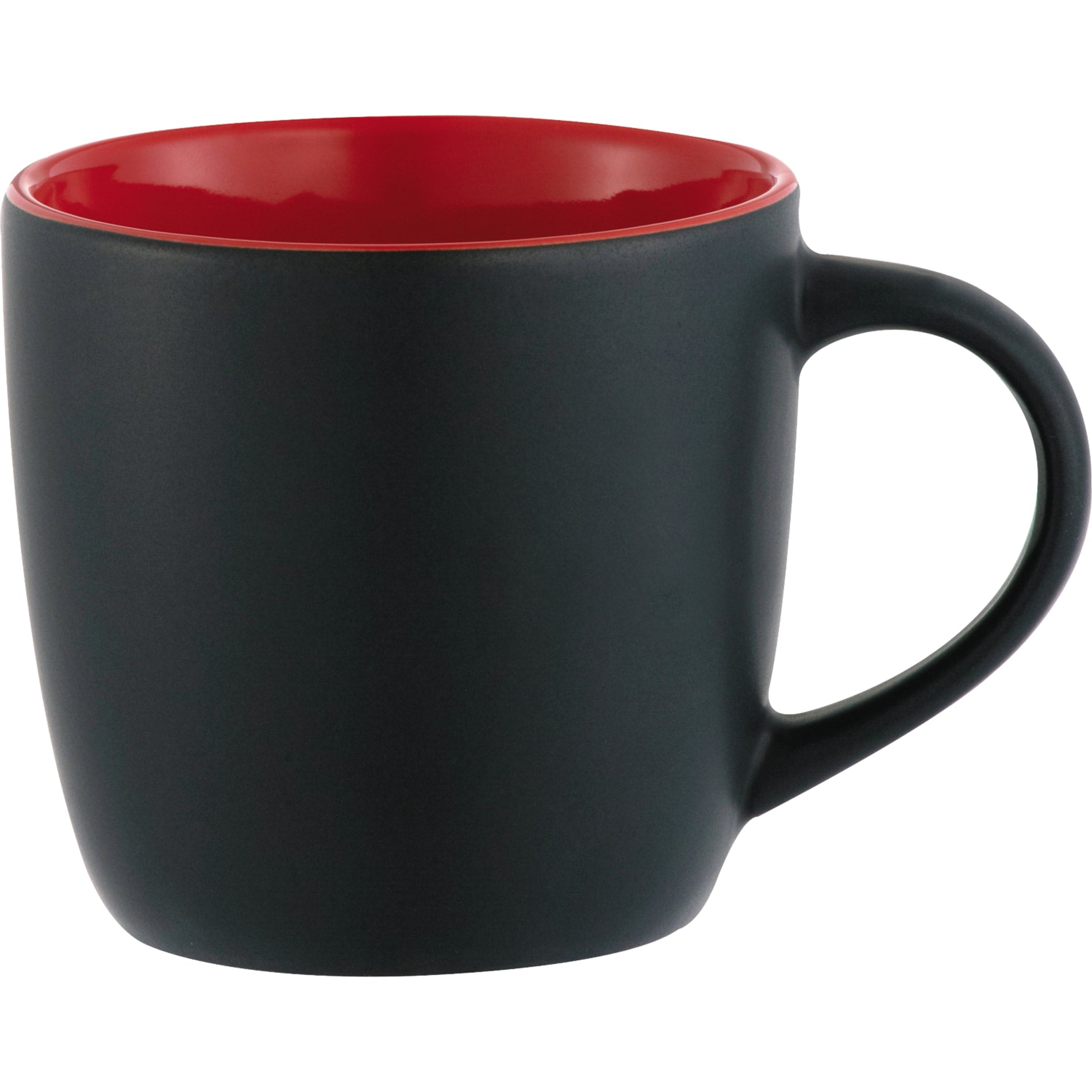 Front View of Black w - Red Lining (BKRE) Riviera Electric 11oz Ceramic Mug plain