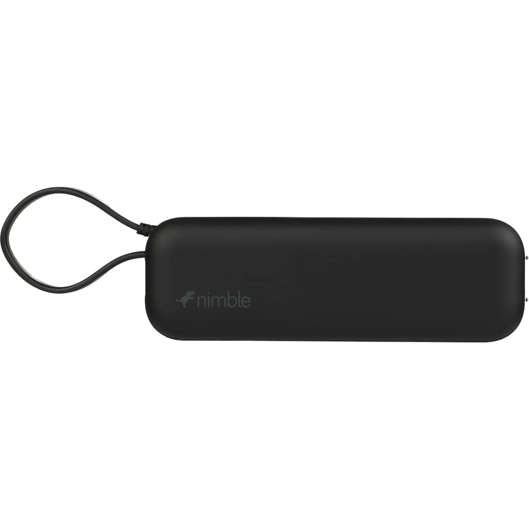 Front View of Black Wally Pro 20 5000 mAh Powerbank and Wall Charger plain