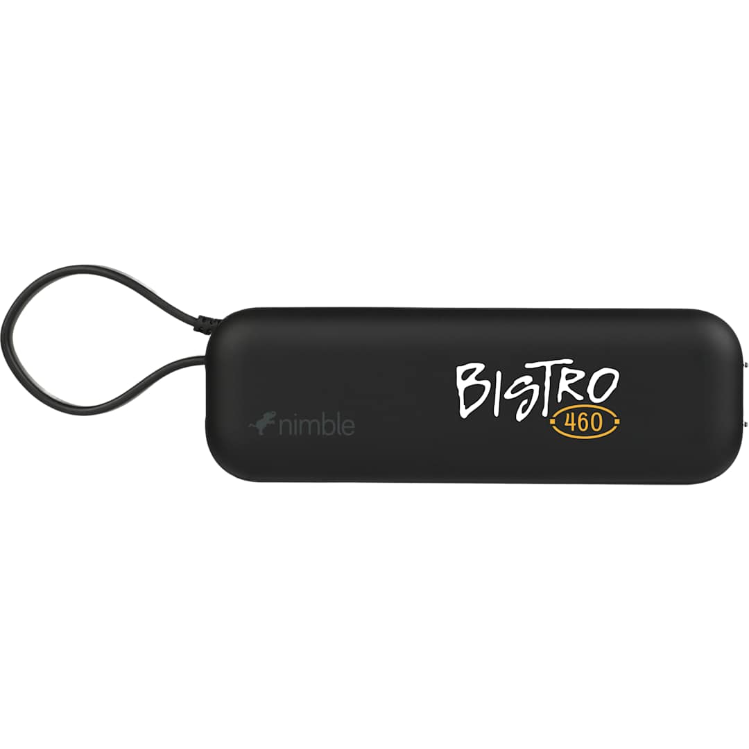 Front View of Black Wally Pro 20 5000 mAh Powerbank and Wall Charger