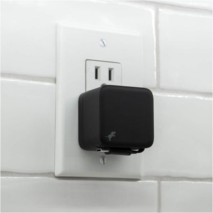 Front View of Black Wally Stretch 35 Wall Charger with cable