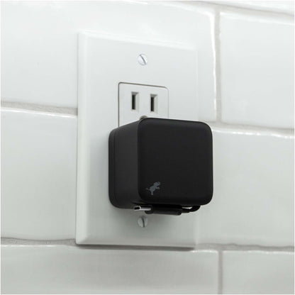 Front View of Black Wally Stretch 35 Wall Charger with cable