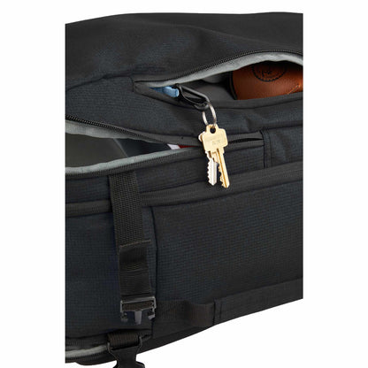 Front View of Black Wander & Roam Travel Backpack plain
