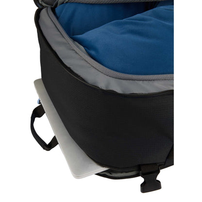 Front View of Black Wander & Roam Travel Backpack plain