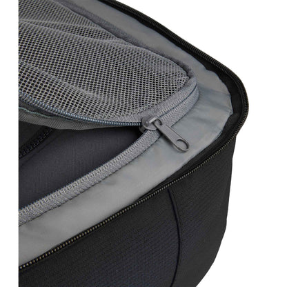 Front View of Black Wander & Roam Travel Backpack plain