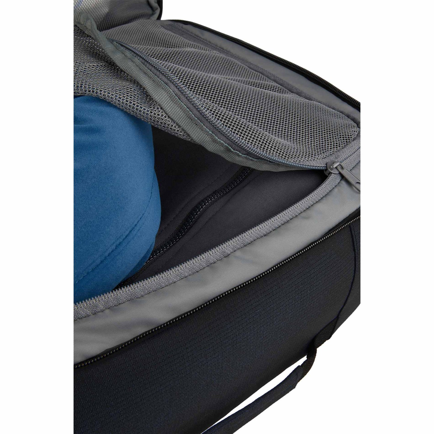 Front View of Black Wander & Roam Travel Backpack plain