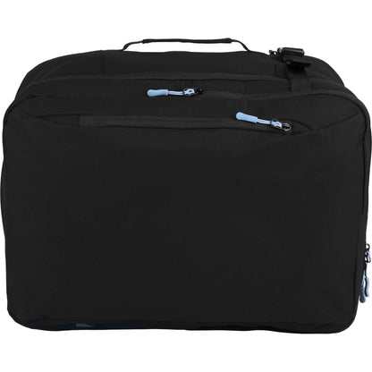 Front View of Black Wander & Roam Travel Backpack plain