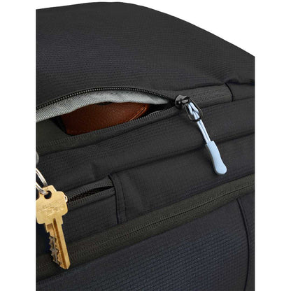 Front View of Black Wander & Roam Travel Backpack plain