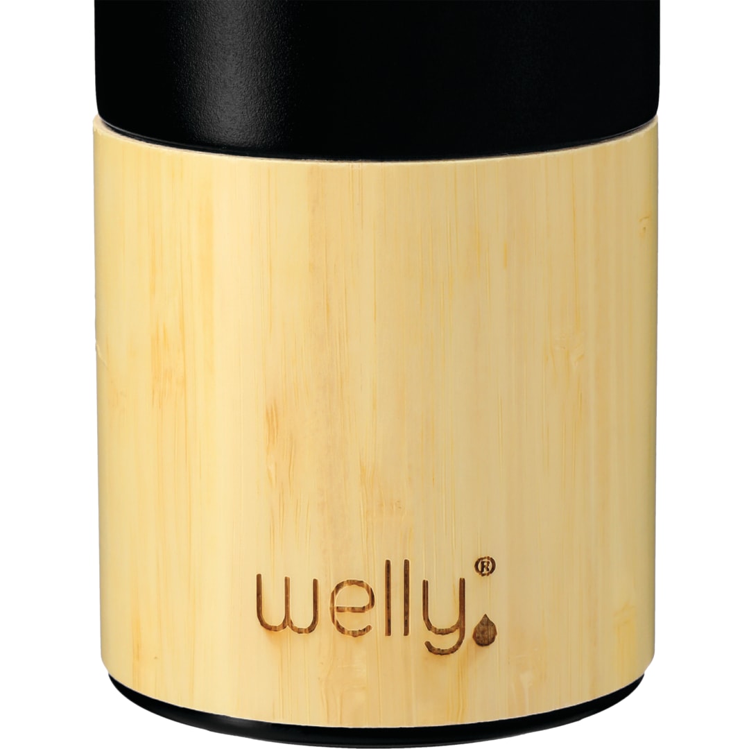 Front View of Black Welly® Traveler Copper Vacuum Bottle 18oz