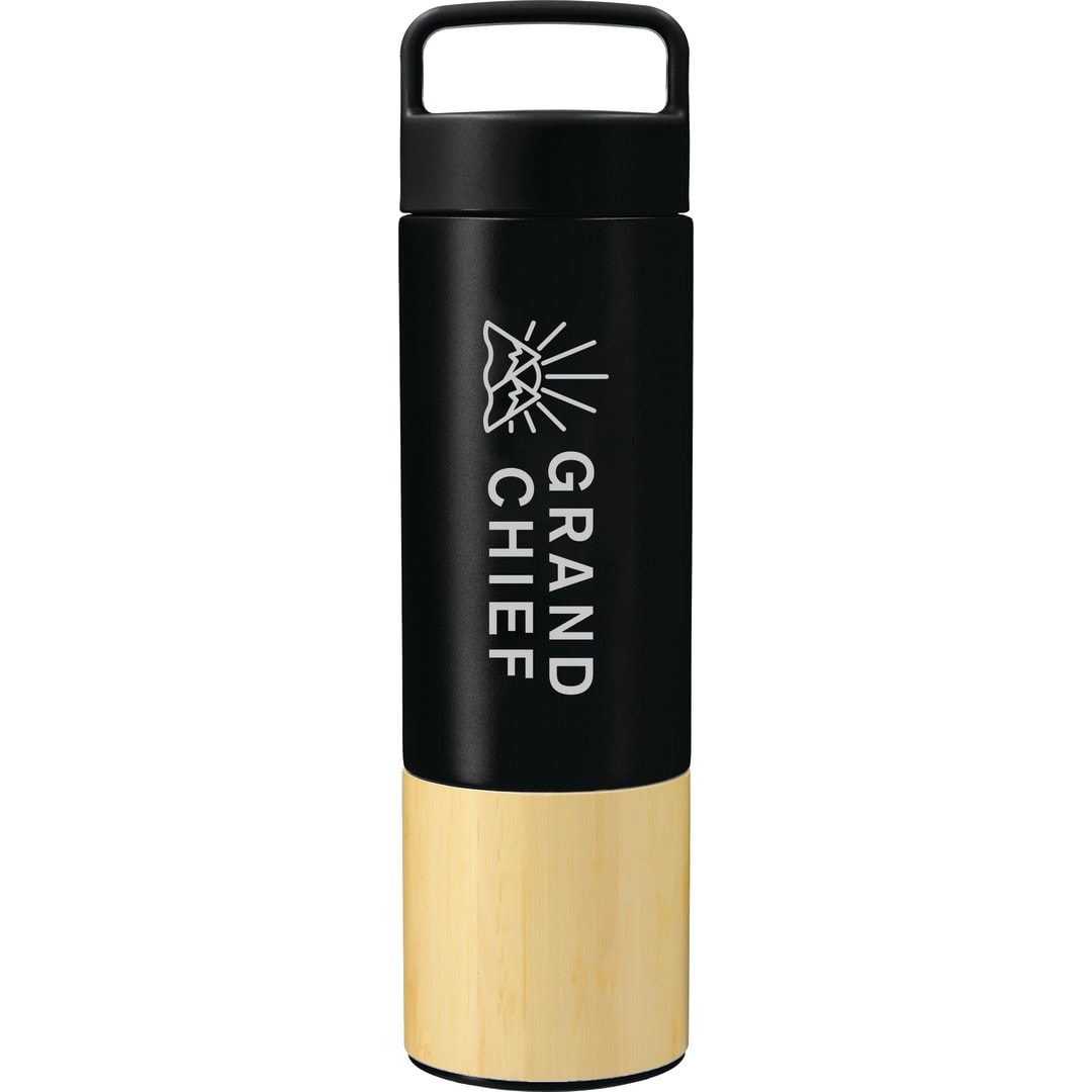 Front View of Black Welly® Traveler Copper Vacuum Bottle 18oz