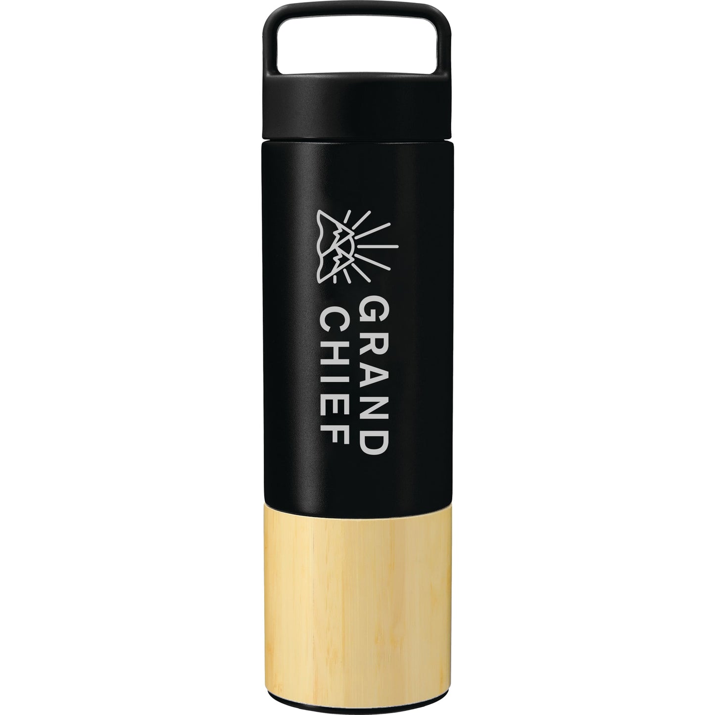 Front View of Black Welly® Traveler Copper Vacuum Bottle 18oz
