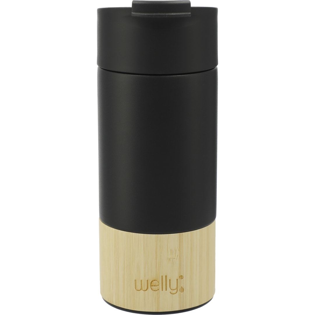 Front View of Black Welly® Traveler Copper Vacuum Tumbler 12oz plain