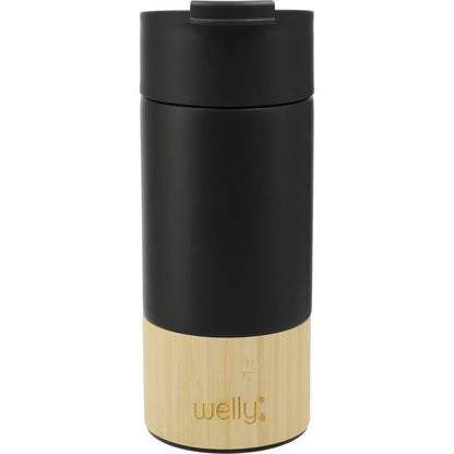Front View of Black Welly® Traveler Copper Vacuum Tumbler 12oz plain