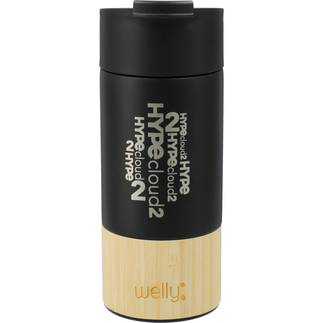 Front View of Black Welly® Traveler Copper Vacuum Tumbler 12oz