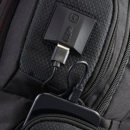 Front View of Black Wenger Odyssey TSA Recycled 17" Computer Backpack