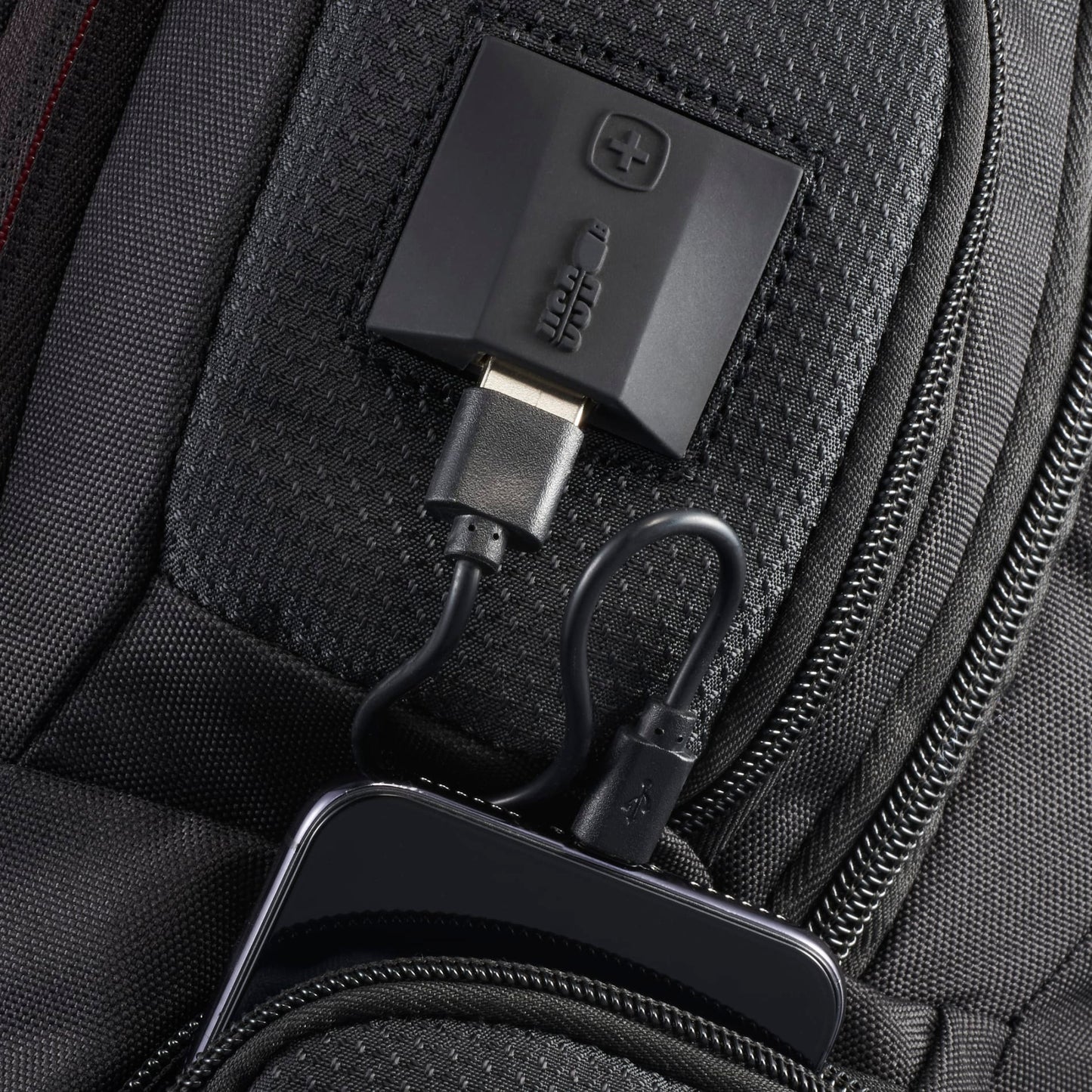 Front View of Black Wenger Odyssey TSA Recycled 17" Computer Backpack