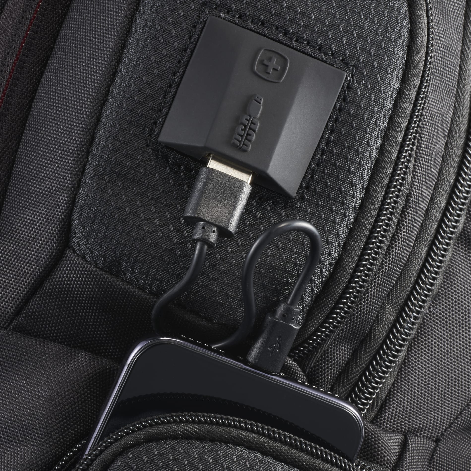 Front View of Black Wenger Odyssey TSA Recycled 17" Computer Backpack