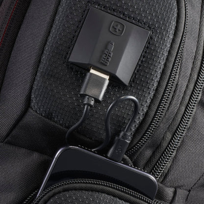 Front View of Black Wenger Odyssey TSA Recycled 17" Computer Backpack