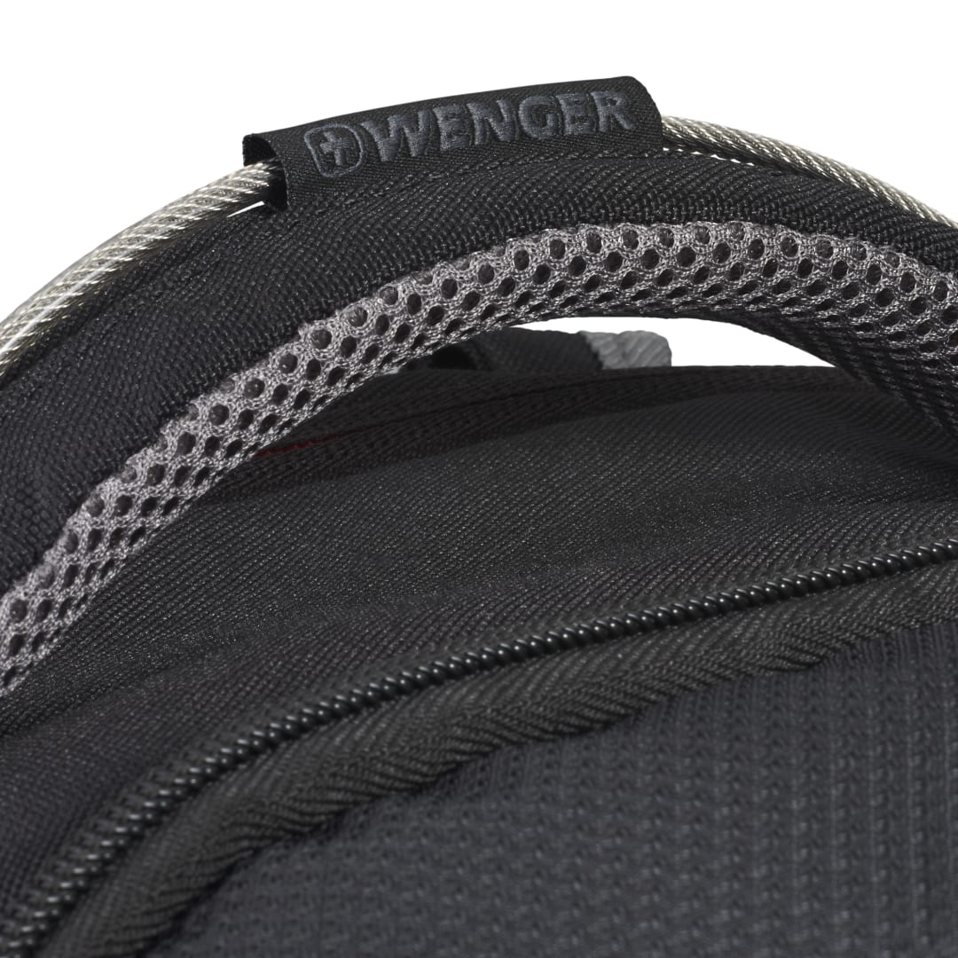 Front View of Black Wenger Odyssey TSA Recycled 17" Computer Backpack