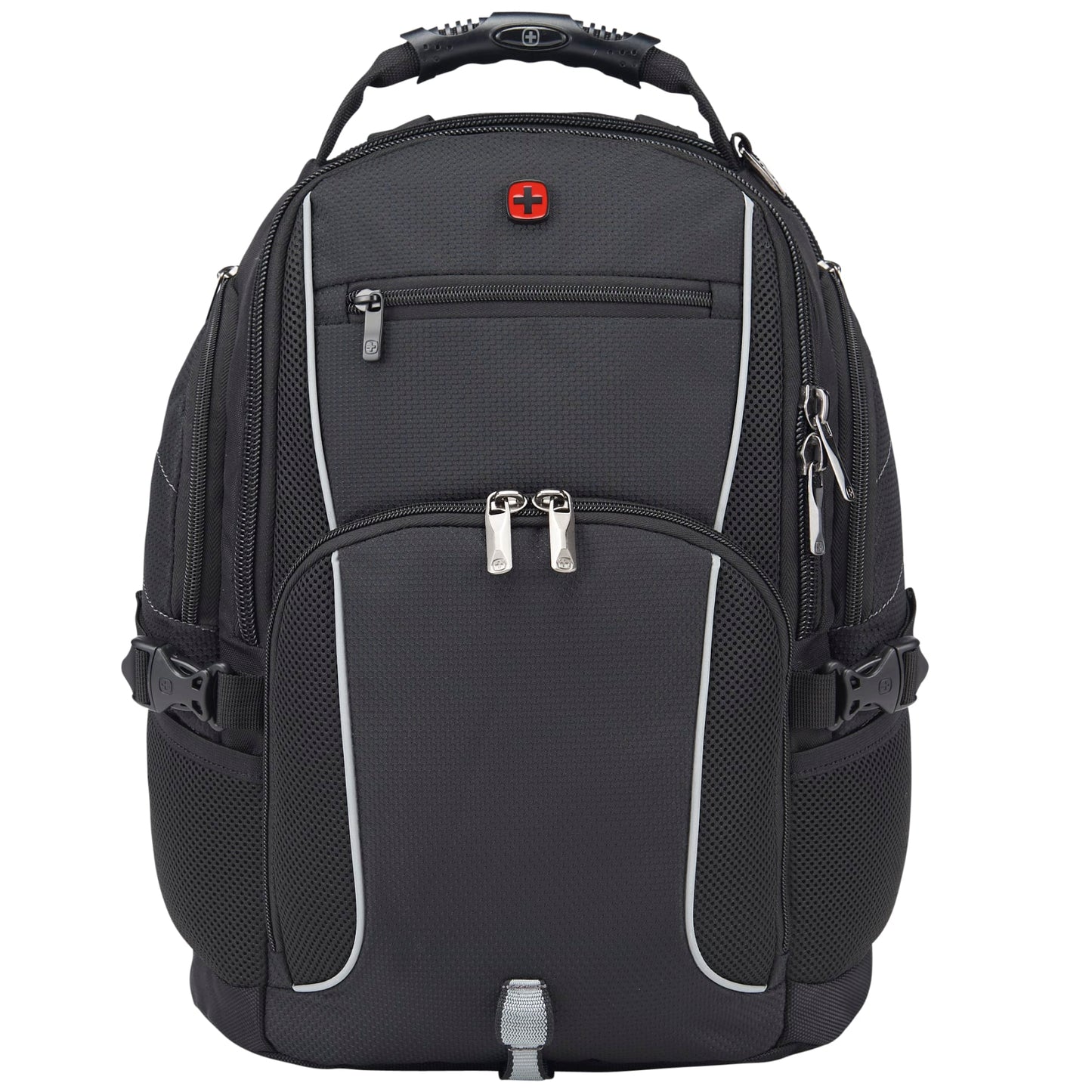 Front View of Black Wenger Pro II Recycled 15" Computer Backpack plain