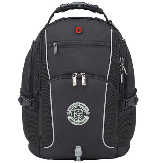 Front View of Black Wenger Pro II Recycled 15" Computer Backpack
