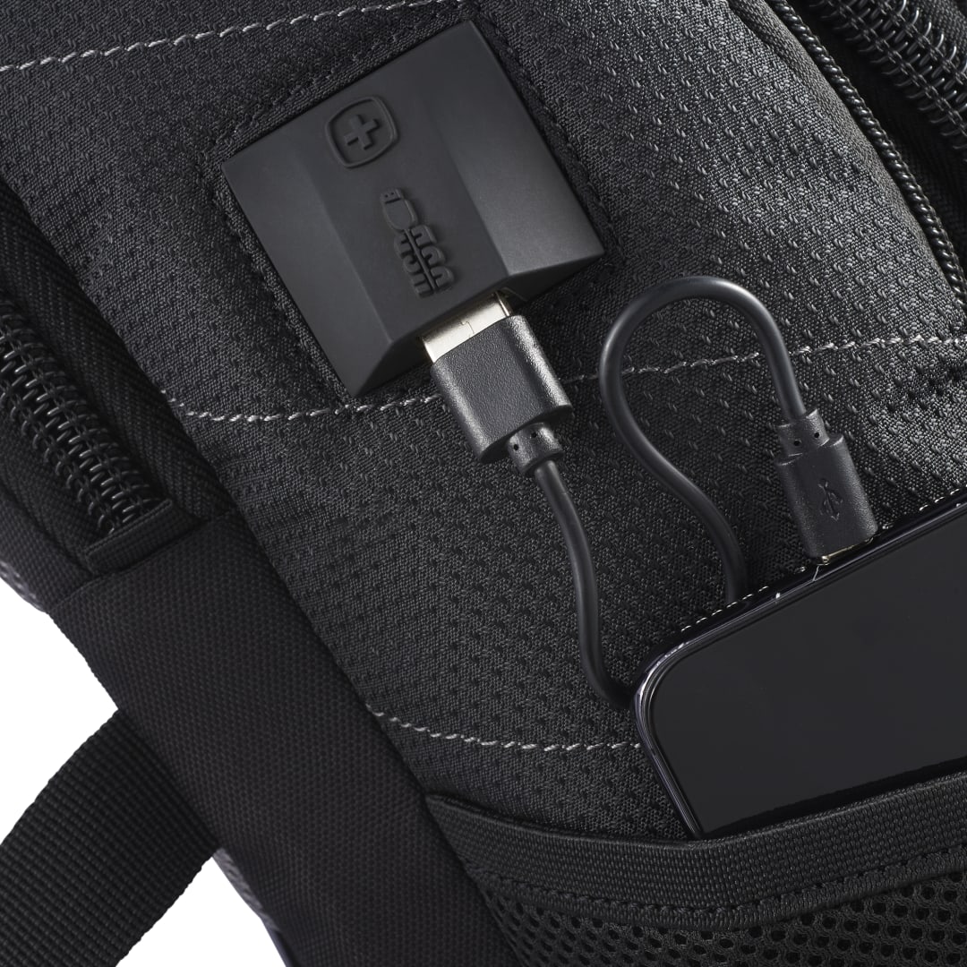 Front View of Black Wenger Pro II Recycled 15" Computer Backpack