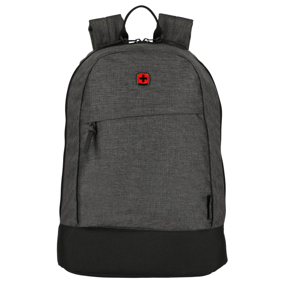 Front View of Black Wenger Recycled Rush 15" Laptop Backpack plain