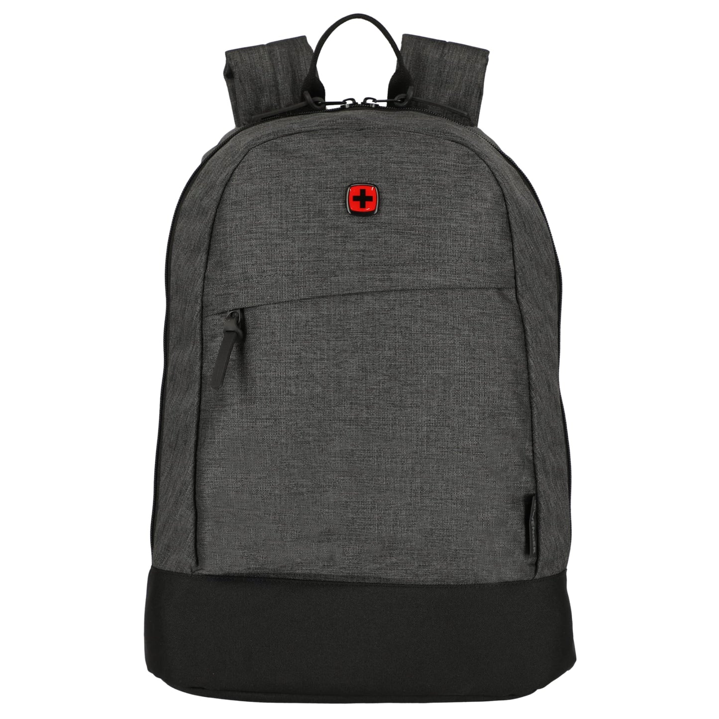 Front View of Black Wenger Recycled Rush 15" Laptop Backpack plain