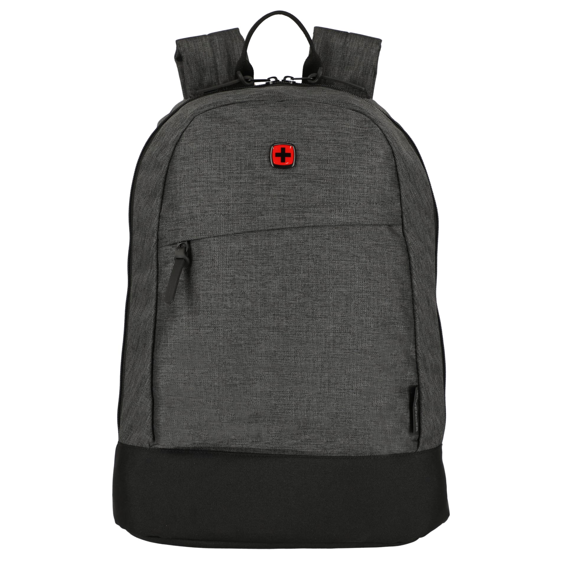 Front View of Black Wenger Recycled Rush 15" Laptop Backpack plain
