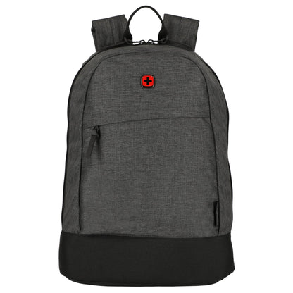 Front View of Black Wenger Recycled Rush 15" Laptop Backpack plain
