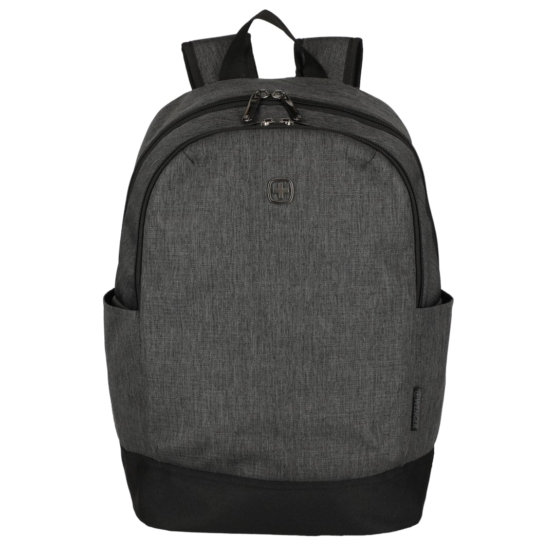 Front View of Black Wenger Recycled Storm 15" Laptop Backpack plain