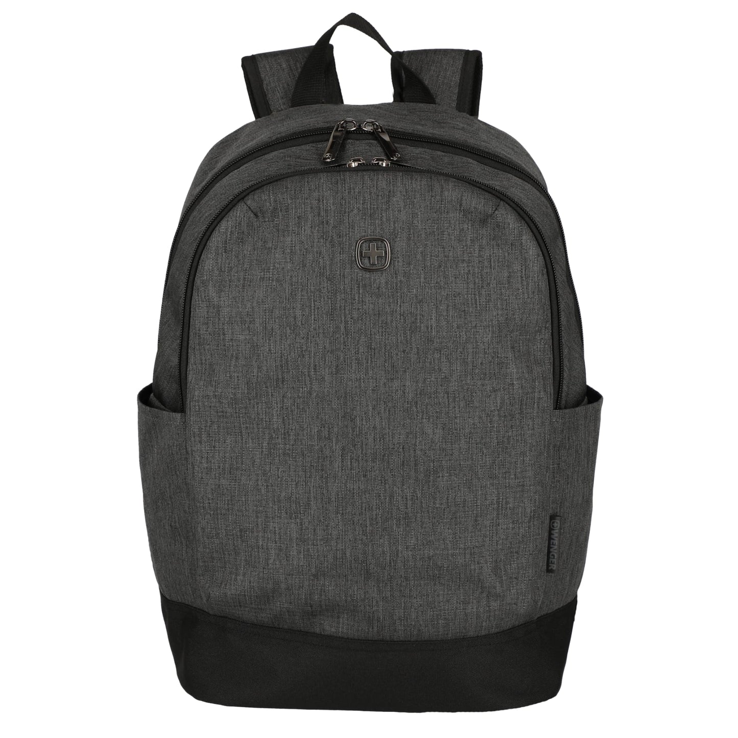Front View of Black Wenger Recycled Storm 15" Laptop Backpack plain