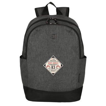 Front View of Black Wenger Recycled Storm 15" Laptop Backpack
