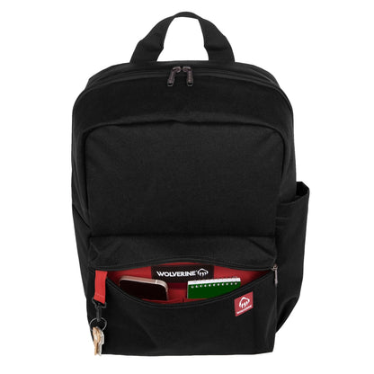 Front View of Black Wolverine 24L Classic Backpack plain
