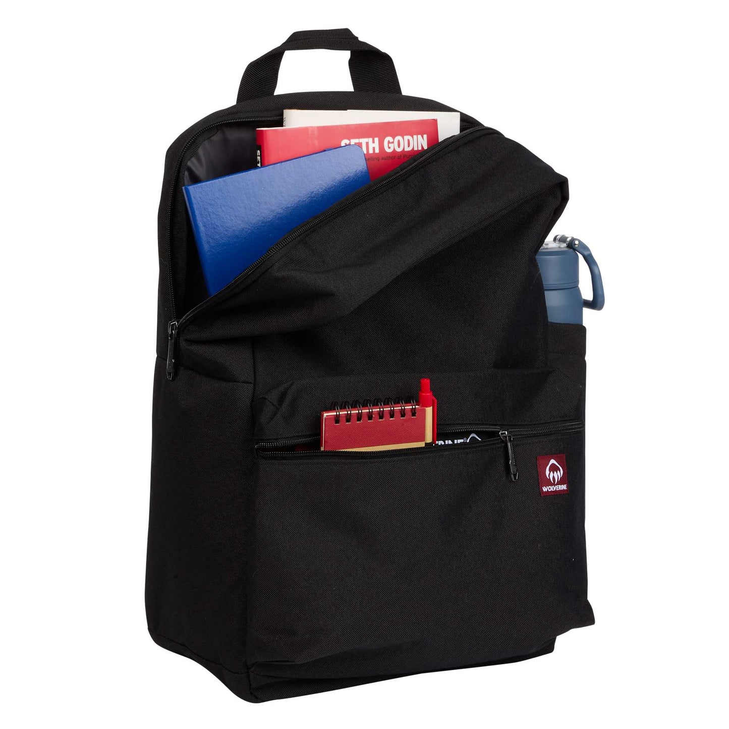 Front View of Black Wolverine 24L Classic Backpack plain