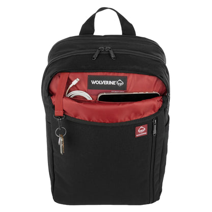 Front View of Black Wolverine 30L Transit Backpack plain
