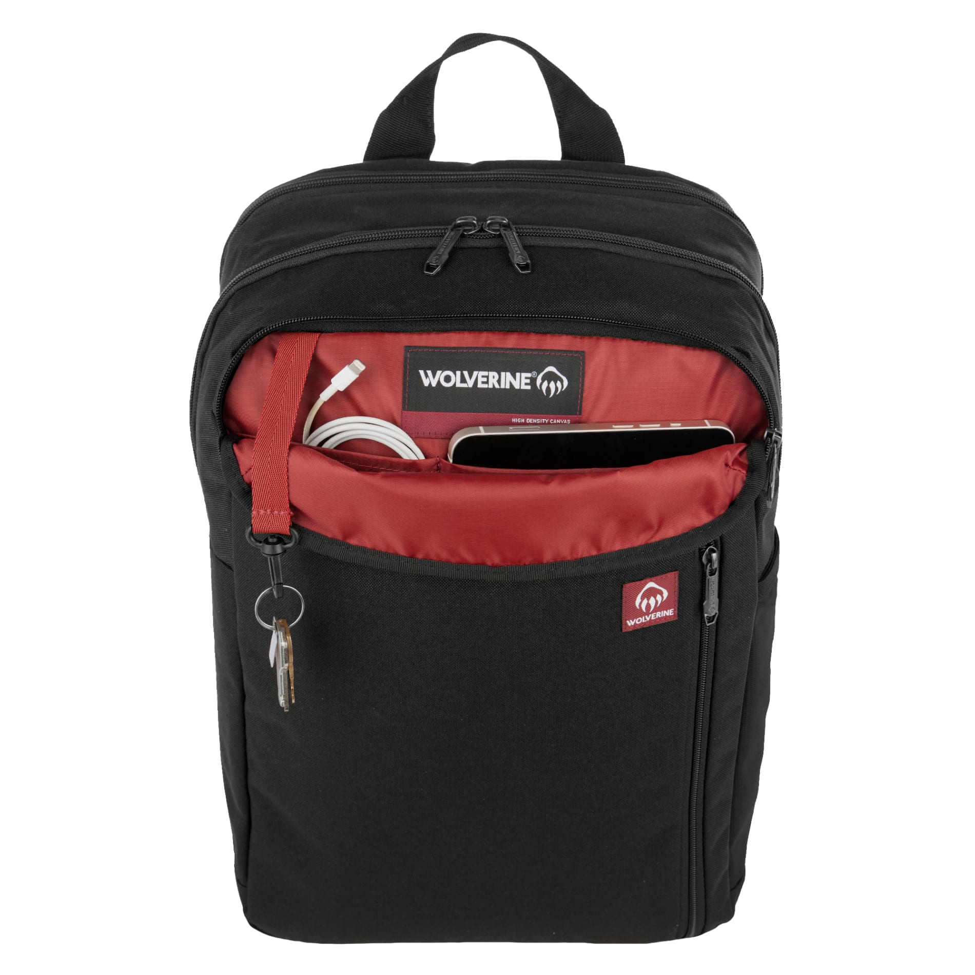 Front View of Black Wolverine 30L Transit Backpack plain