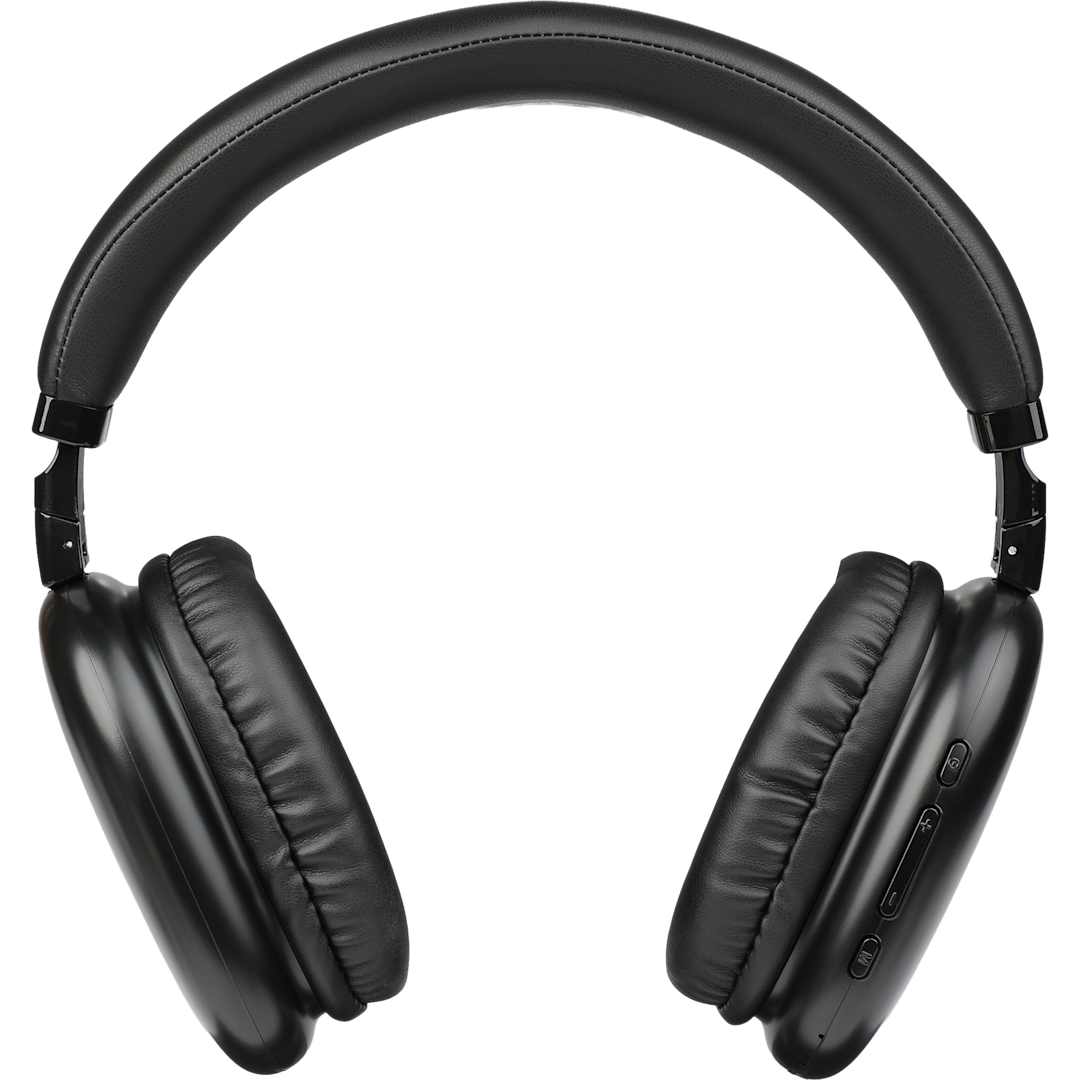 Front View of Black Zen Pods Bluetooth Headphones with ANC plain