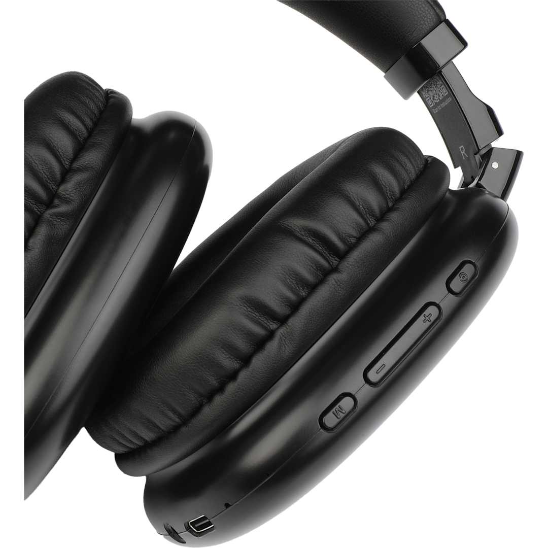 Front View of Black Zen Pods Bluetooth Headphones with ANC