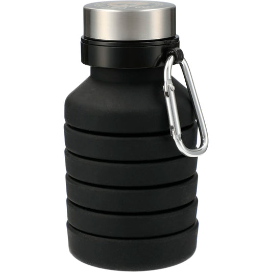 Front View of Black Zigoo Silicone Collapsible Bottle 18oz