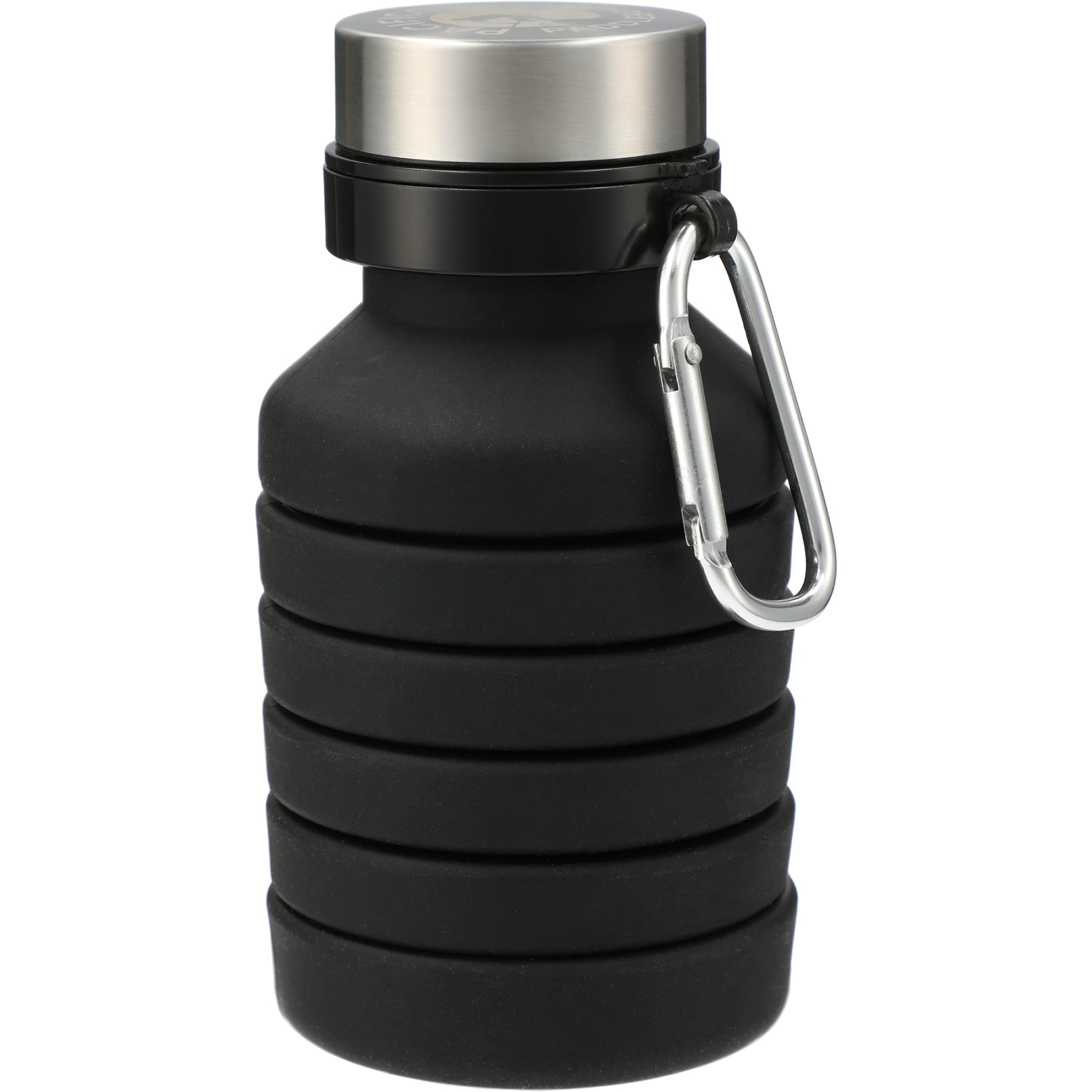 Front View of Black Zigoo Silicone Collapsible Bottle 18oz