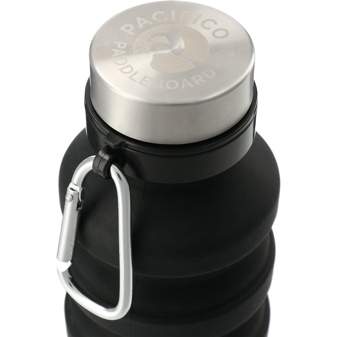 Front View of Black Zigoo Silicone Collapsible Bottle 18oz
