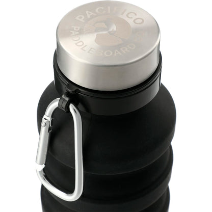 Front View of Black Zigoo Silicone Collapsible Bottle 18oz