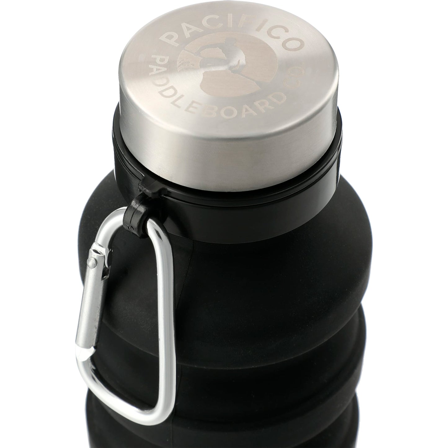 Front View of Black Zigoo Silicone Collapsible Bottle 18oz