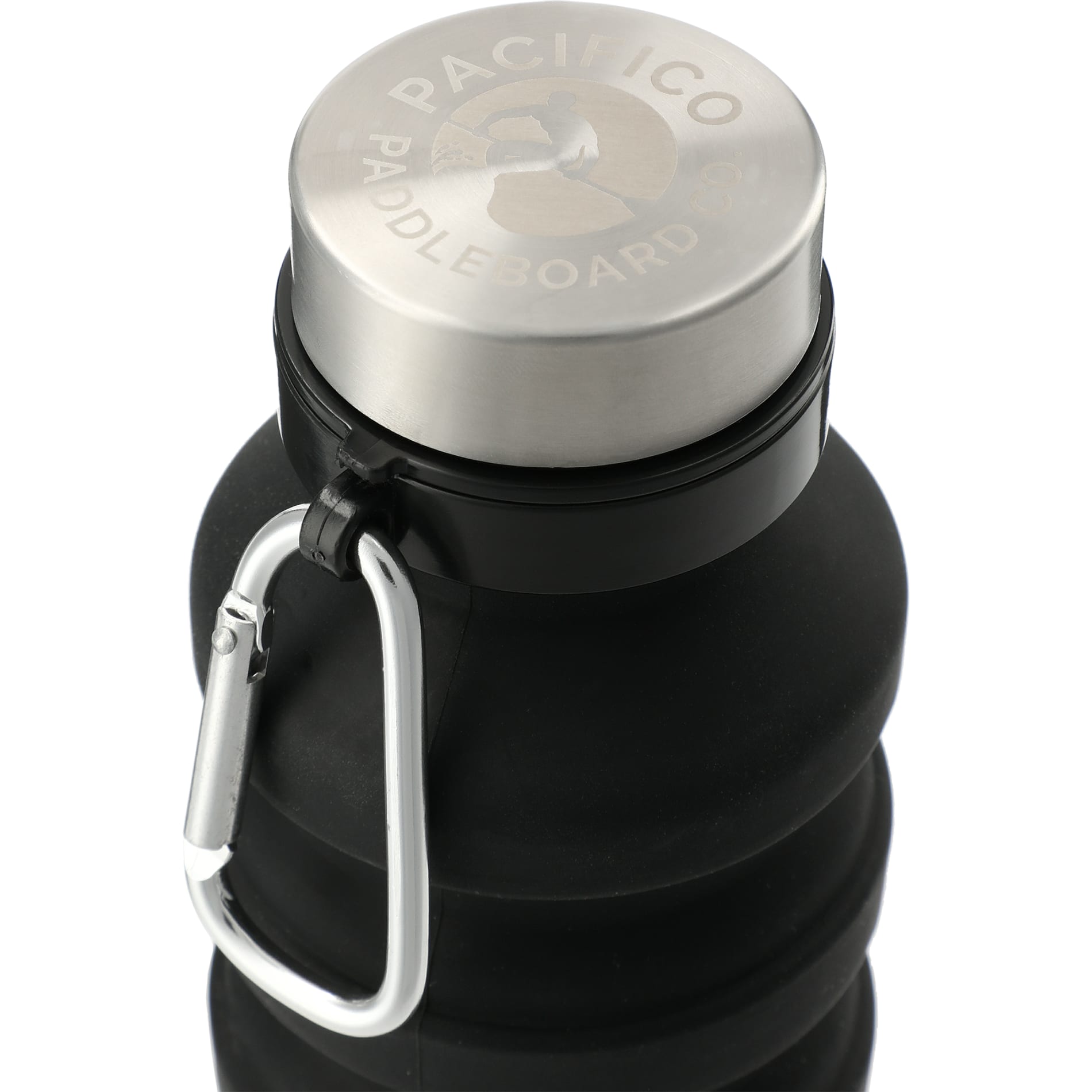 Front View of Black Zigoo Silicone Collapsible Bottle 18oz