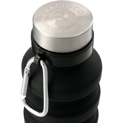 Front View of Black Zigoo Silicone Collapsible Bottle 18oz