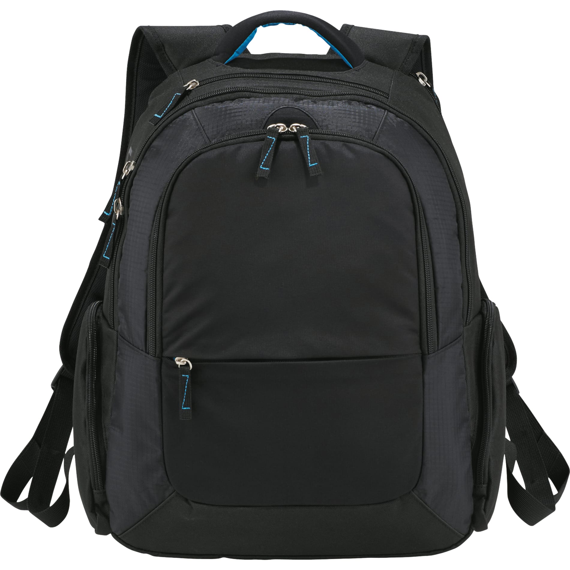 Front View of Black Zoom DayTripper 15" Computer Backpack plain