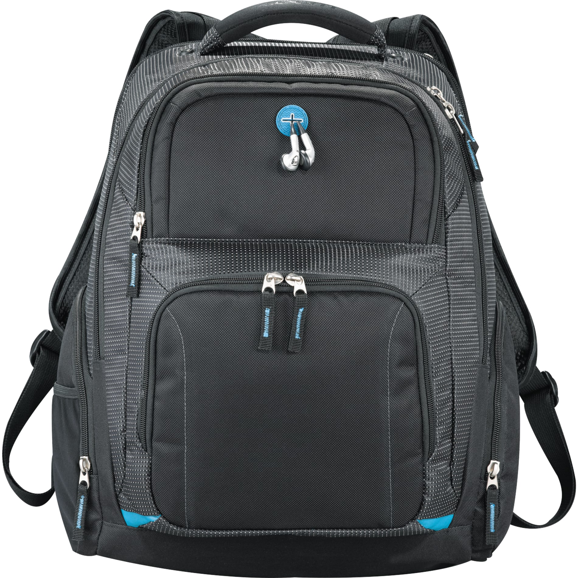 Front View of Black Zoom TSA 15" Computer Backpack plain